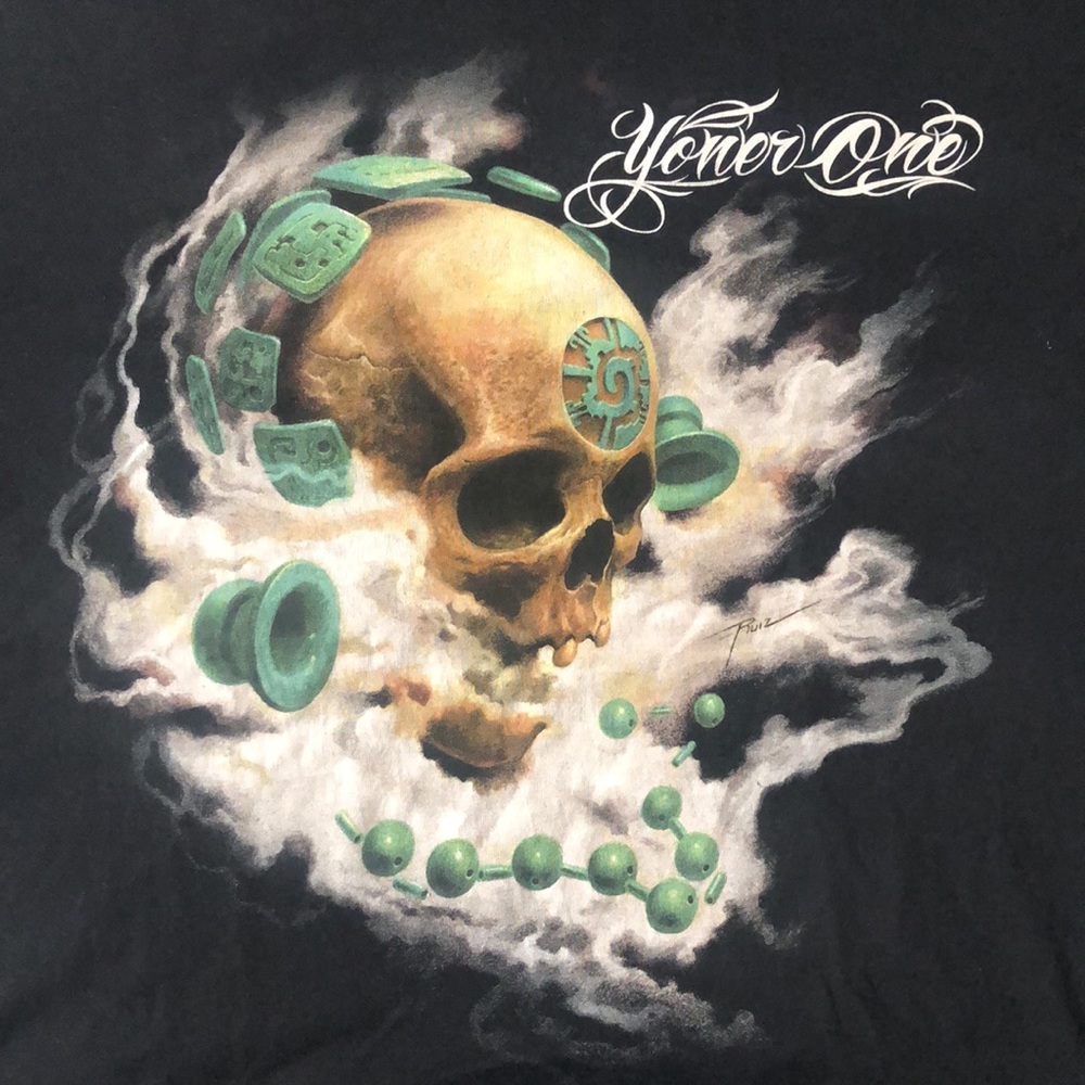 Yonerone Smoke Skull Mens Tshirt